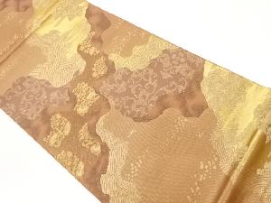 道長取に波・草花模様織出し袋帯